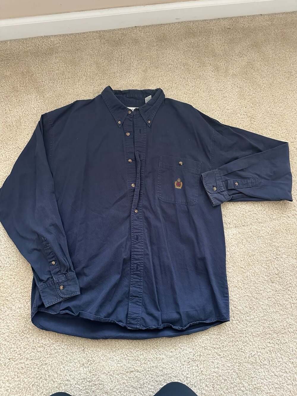 Bugle Boy Company Navy Blue Long Sleeve Button Down Shirt XL